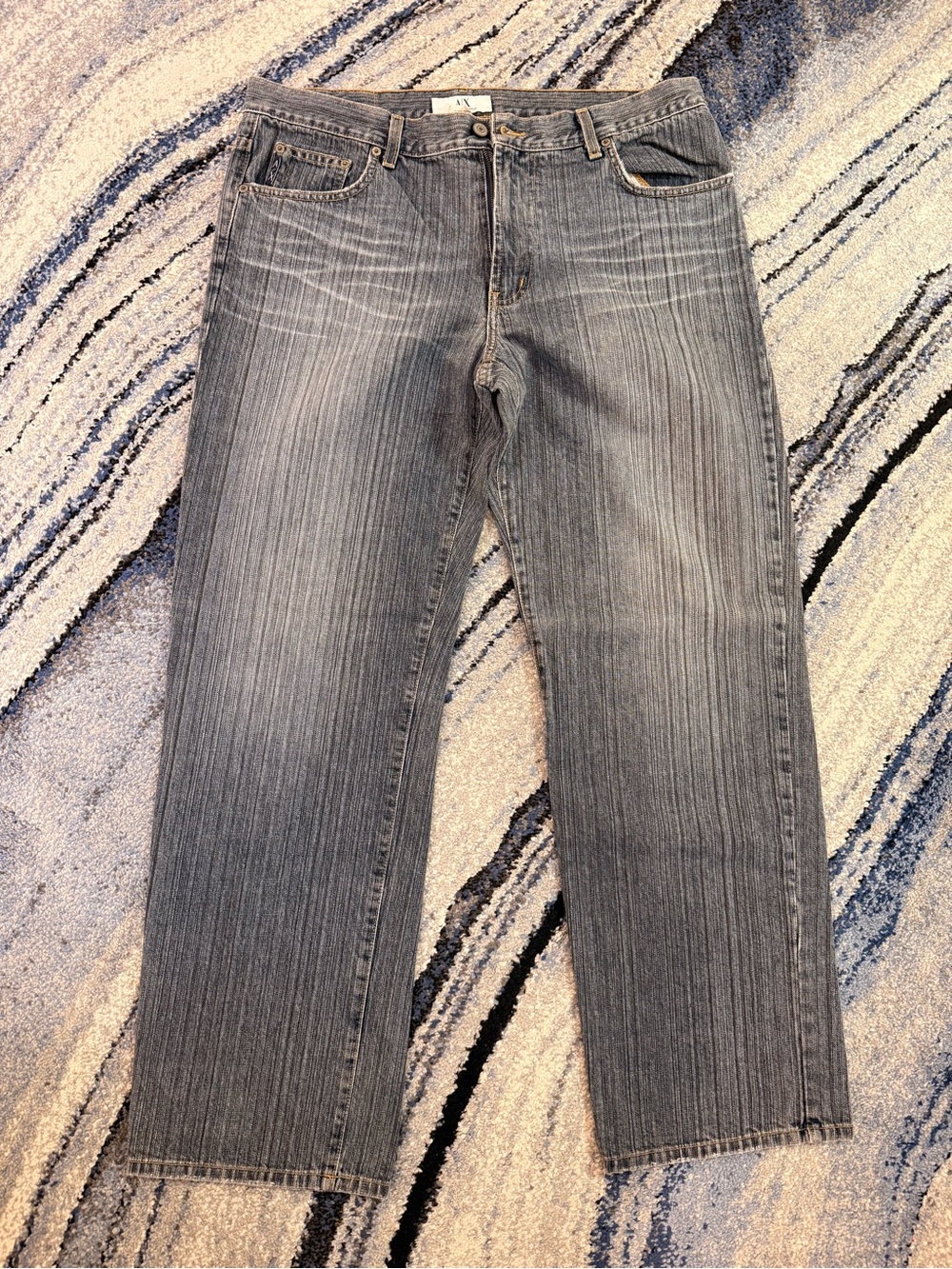 Armani Exchange Men's Straight Gray Washed Jeans